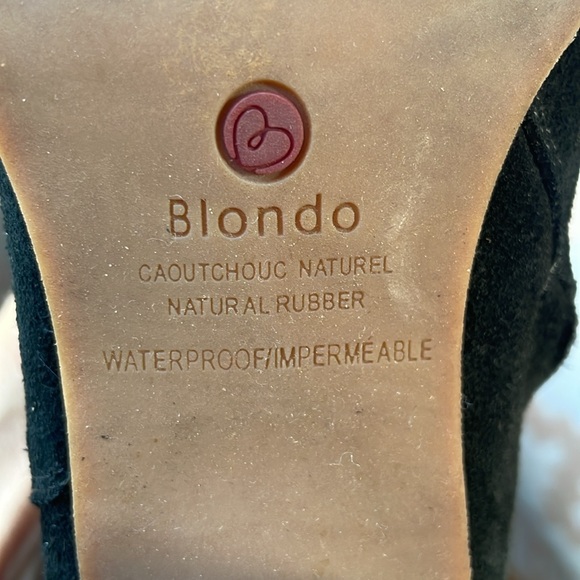 Blonde tall waterproof black suede leather boots - Picture 7 of 10